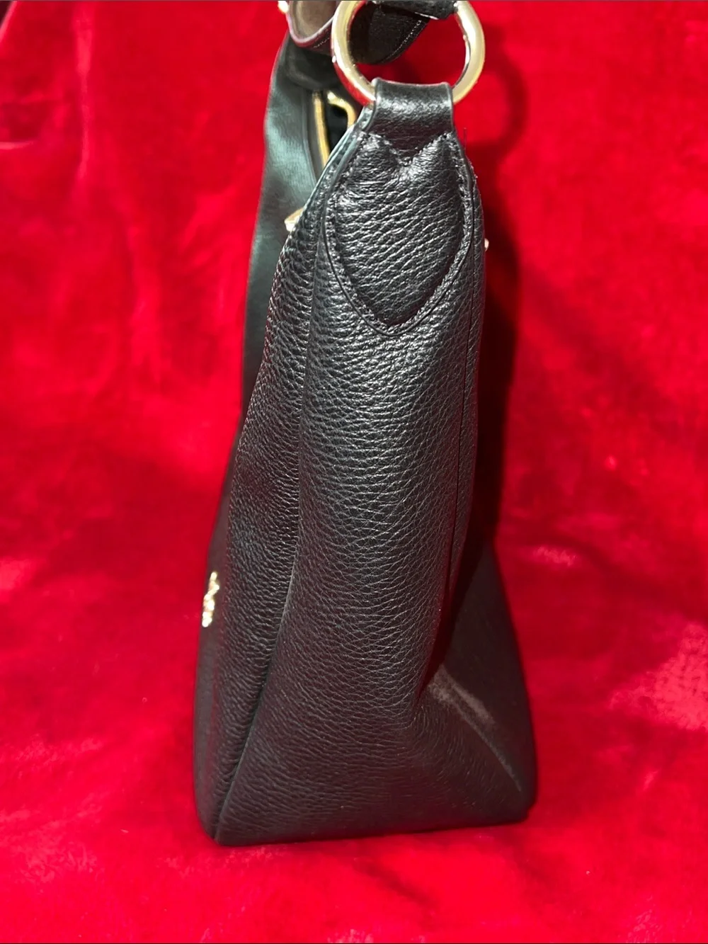 kate spade Black Pebbled Leather Hobo Shoulder Bag with Gold Hardware